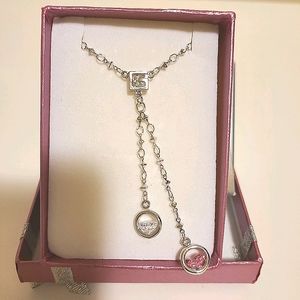 Pink+white crystal necklace